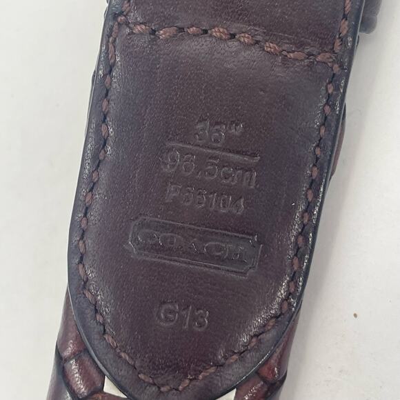 COACH Belt Size 36" Braided Leather Brown Business Office Classic *Damaged* - Picture 11 of 16